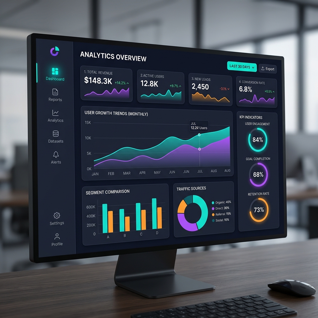 Data Analytics Dashboard — business intelligence interface mockup