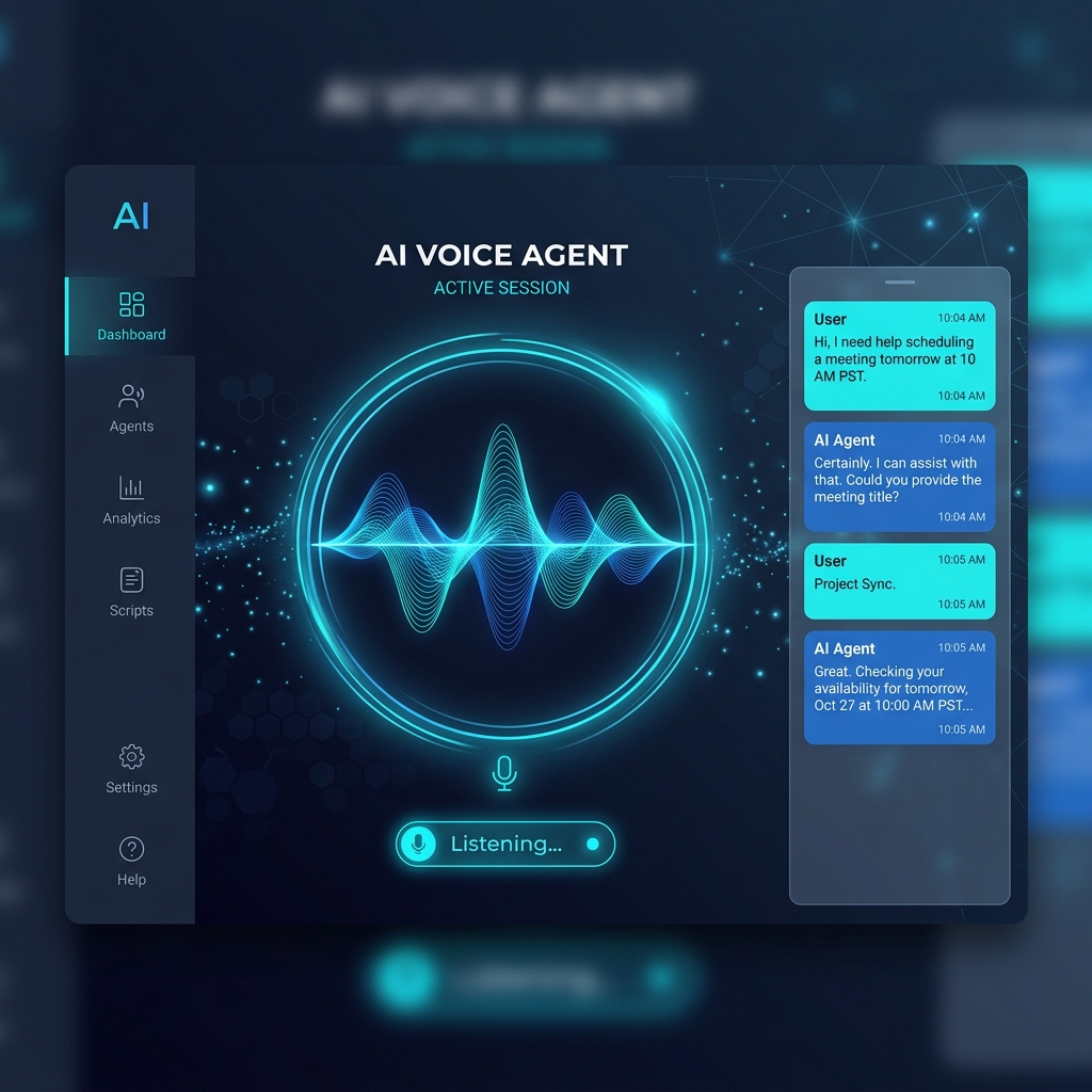AI Voice Agent Platform — real-time conversational AI interface mockup